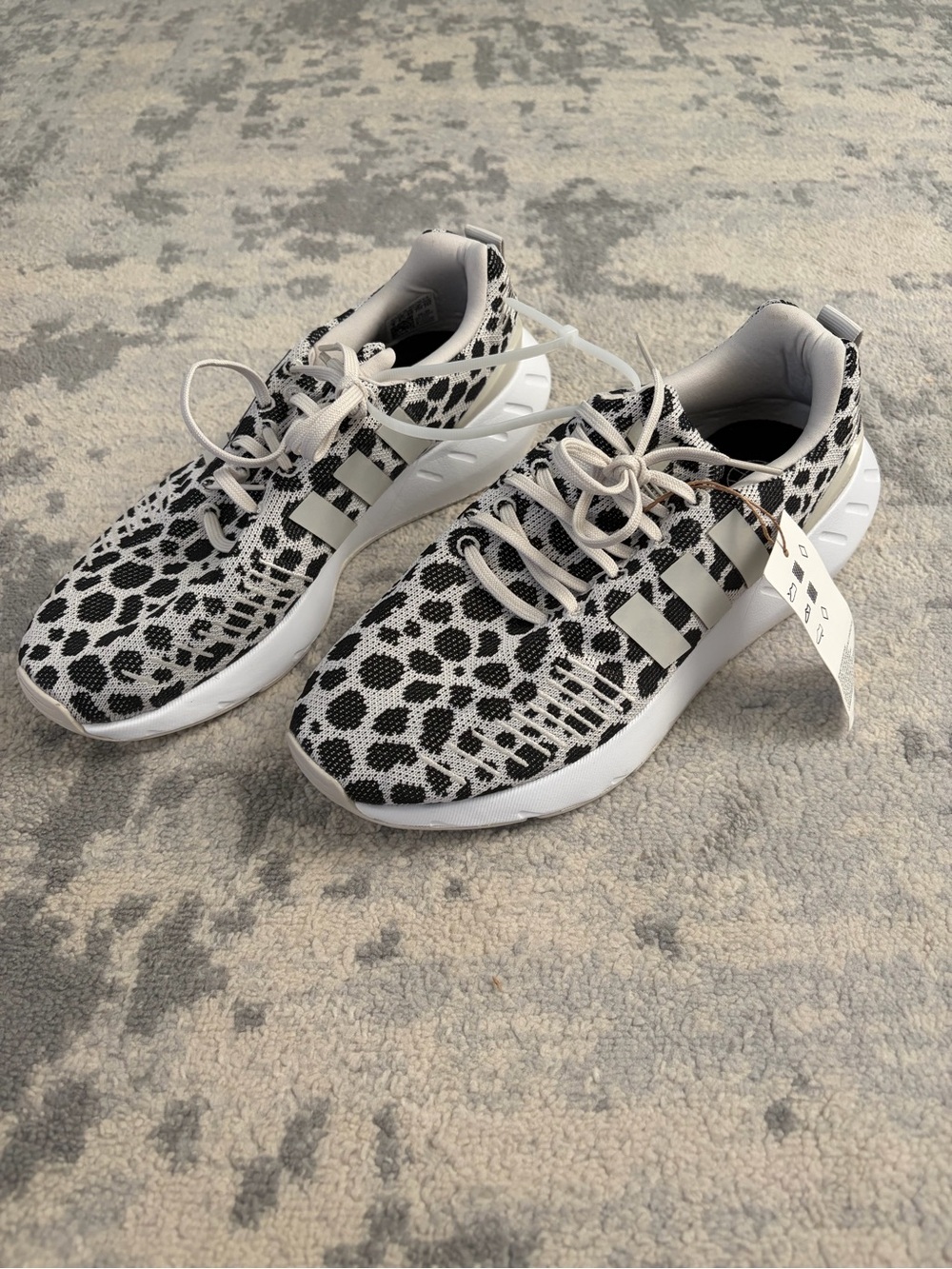 adidas Women’s Knit Athletic Sneakers - Cream,white/Black Leopard